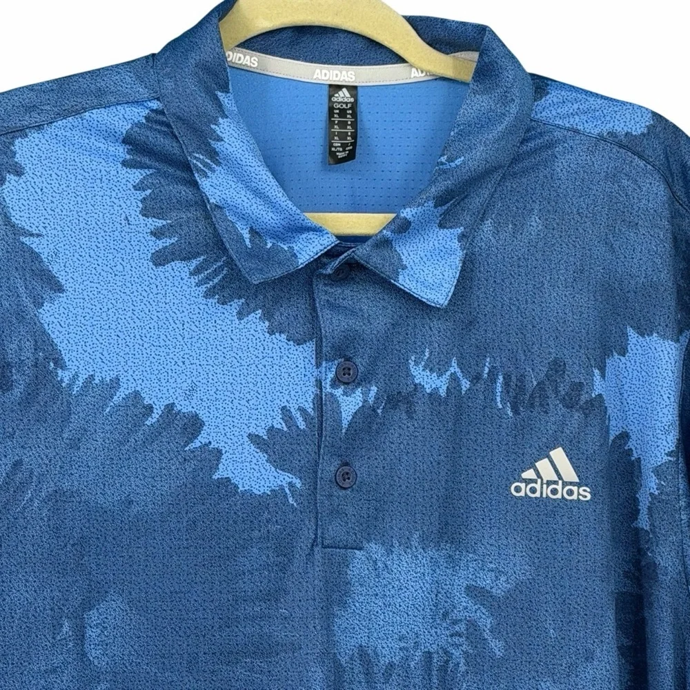 Adidas Blue Abstract Print Golf Polo | Performance Shirt